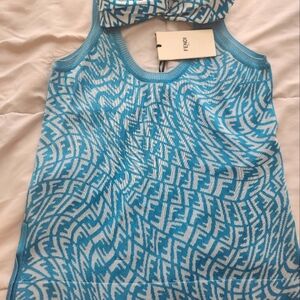 Fendi logo tank top and matching headband. Never worn with tags attached